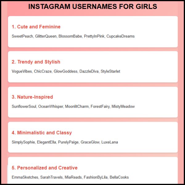 Instagram Usernames for Girls