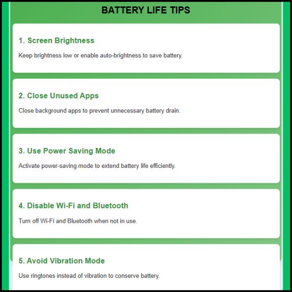 बैटरी लाइफ बढ़ाने के टिप्स 