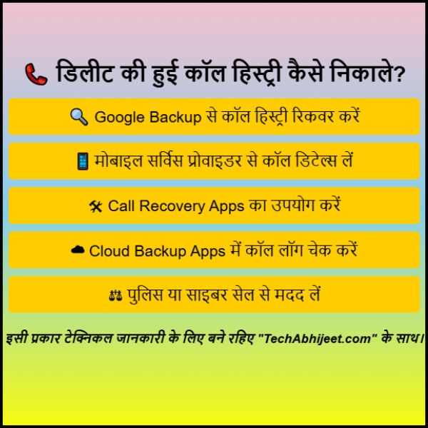Delete की हुई Call History कैसे निकाले?