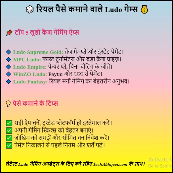 रियल पैसे कमाने वाला ऐप Ludo