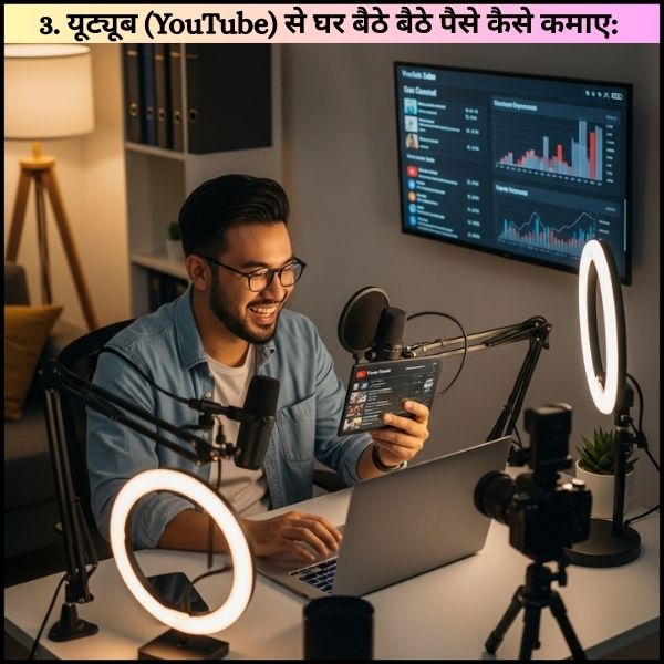 3. यूट्यूब (YouTube) से घर बैठे बैठे पैसे कैसे कमाए