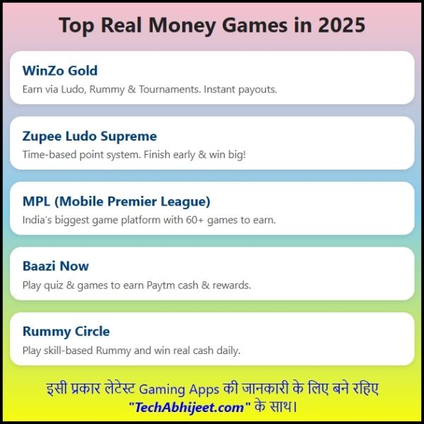 2025 में रियल पैसे कमाने वाला Game से पैसे कैसे कमाए?