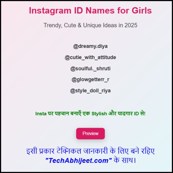 Instagram ID Names for Girls in 2025 || Trendy, Cute & Unique Ideas 