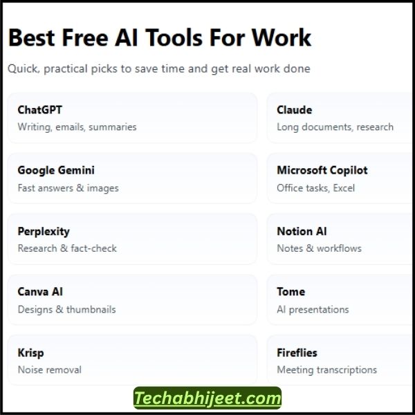Best Free AI Tools For Work 2026