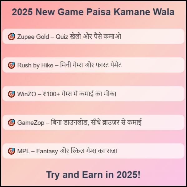 2025 New Game Paisa Kamane Wala