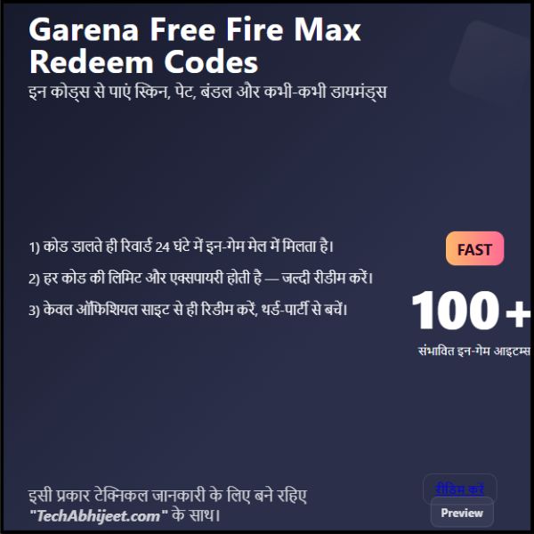 Garena Free Fire Max Redeem Codes