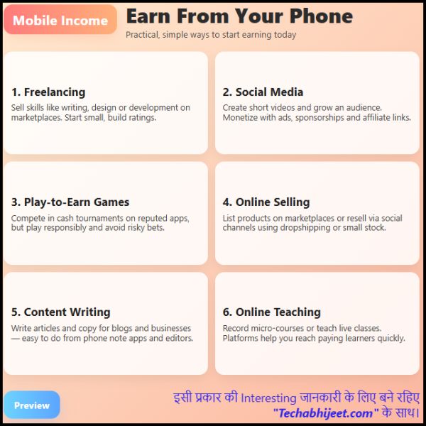 घर बैठे मोबाइल से इनकम कैसे करें 