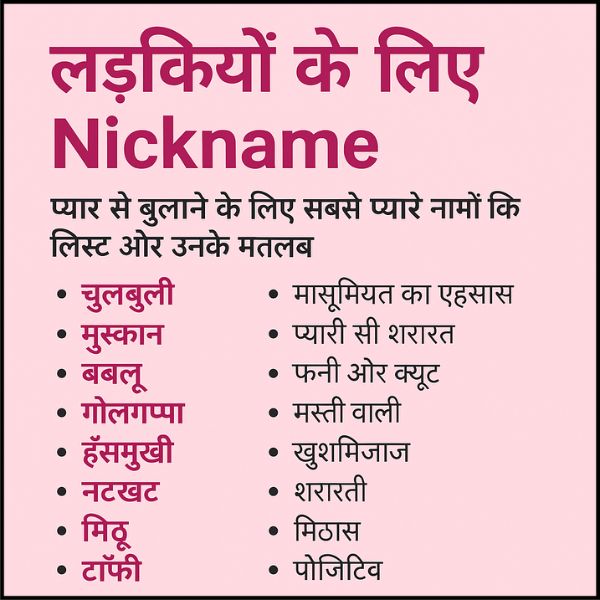 लड़कियों के लिए Nickname