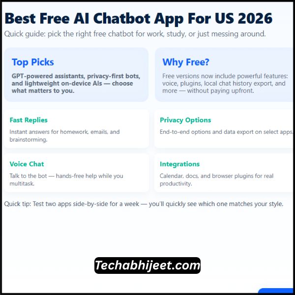 Best Free AI Chatbot App for US 2026