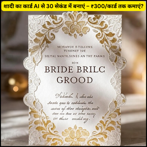 शादी का कार्ड AI से 30 सेकंड में बनाएं – ₹300कार्ड तक कमाएं