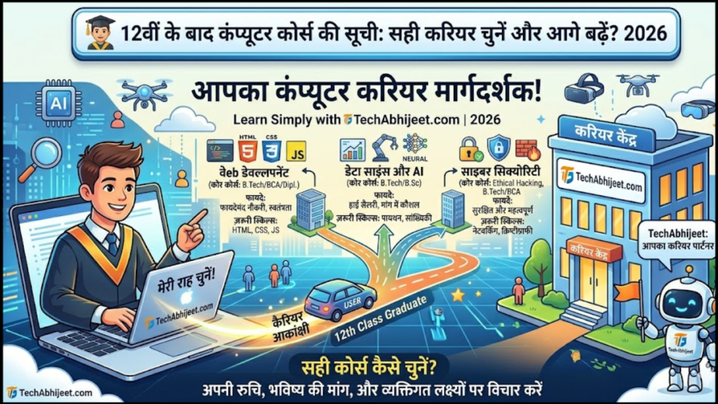 12वीं के बाद कंप्यूटर कोर्स की सूची :  सही करियर चुनें और आगे बढ़ें? 2026  