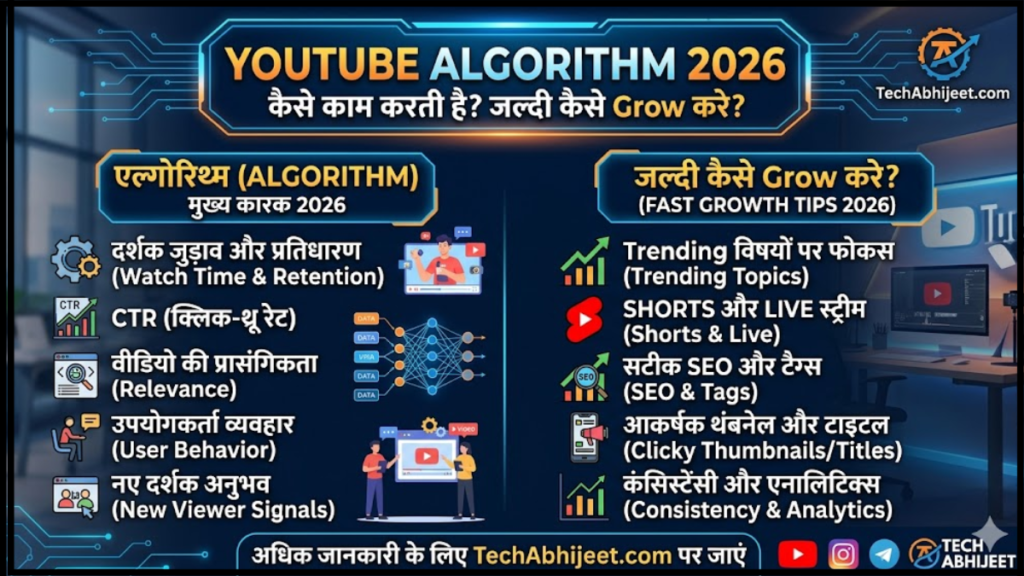 2026 में YouTube Algorithm कैसे काम करती है? जल्दी कैसे Grow करे?