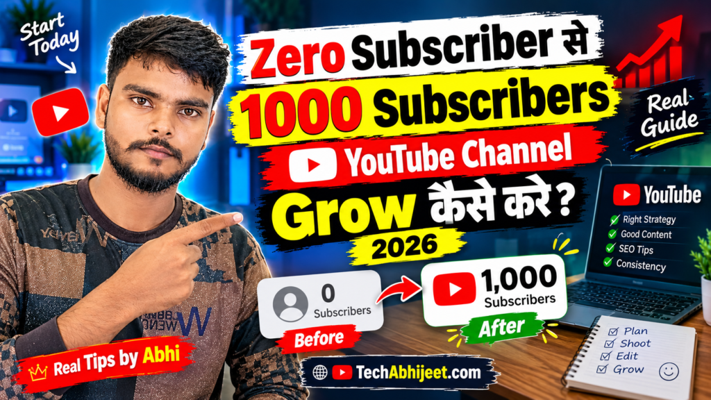 Zero Subscriber se 1000 Subscribers YouTube Channel Grow Kaise Kare 2026